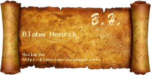 Blahm Henrik névjegykártya
